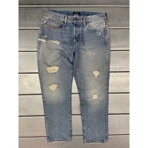 Polo Ralph Lauren Avery Boyfriend Jeans Womens 33X27 Light Wash Denim Distressed